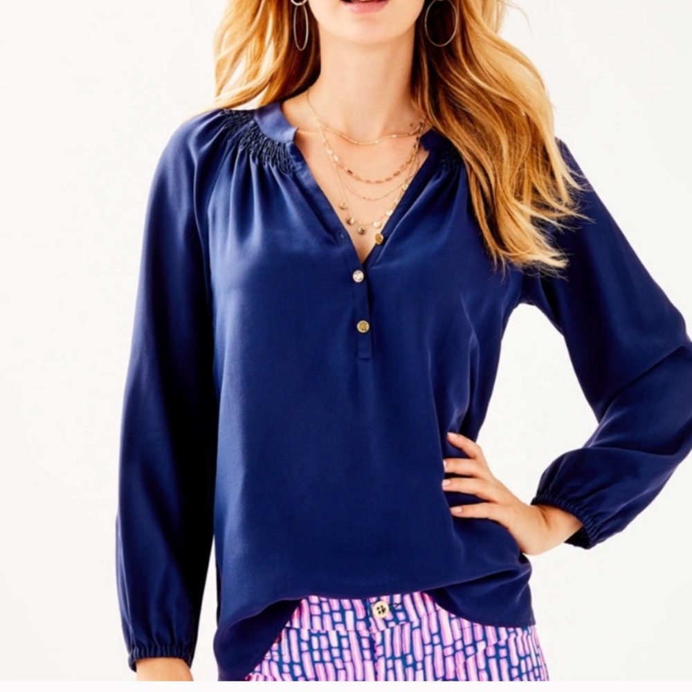 Navy Lilly Pulitzer Elsa blouse